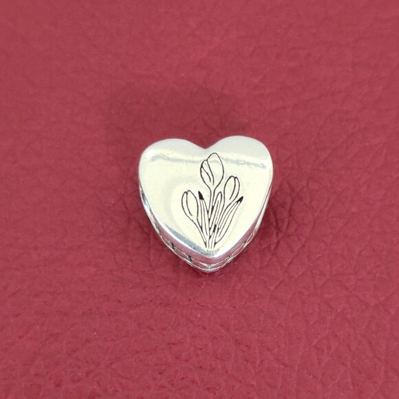 Pandora Netherlands and Tulip Heart Bead Charm S925 Sterling Silver Pendant - Picture 6 of 7